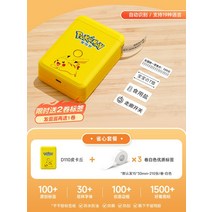 D110 라벨 프린터 가정용 스티커 라벨 부착기 가격 바코드 식품 유통 기한 휴대용 소형 열감 블루투스 휴대폰 투명 컬러 네임 스티커, AK.D110피카츄+3롤화이트라벨
