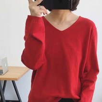 공블리 여성용 V넥 베이직 니트