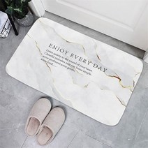 야자매트 엘리베이터보양 체크철판 식생매트 간단한 북유럽 대리석 패턴 침실 미끄럼 방지 부드러운 산호 벨벳 카펫 깔개 주방 목욕 입구 도어 매트 홈 장식 현관 매트, 2dd-48110-003, 40x60cm