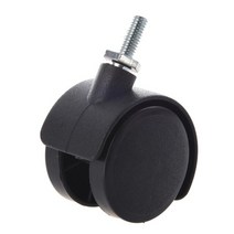 [캐스터] 6mm 스레드 스템 40mm 듀얼 휠 회전식 캐스터 블랙 가구 핸드 가구 바퀴, 검은 색