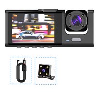 블랙박스 가성비택시 Uber 자동차 DVR 1080P 후면 카메라 3 대시 캠 720P 전면 및 내부 GPS 차량 블랙 박, 02 DVR With Rear Cam_03 64G