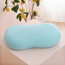 메모리폼 낮은 베개 말랑말랑 고양이 뱃살 부드러운 경추 베개, 블루