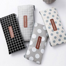 PKFARM 심플 납작 사각 파우치필통 문구 사무 필통, 블랙스트라이프, 1개