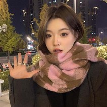 ZDD 여성 캐시미어감촉 체크 꽈배기 수술 빅 머플러 목도리 숄 소프트터치 겨울 코디