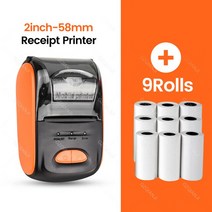 소기업용 미니 휴대용 감열식 블루투스 POS 프린터 58mm 무선 영수증 모바일, 04 Add 9Rolls Paper_04 영국 플러그