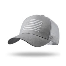 116821 American Flag Trucker Hat 스냅백 모자 남성 여성용 야구 통기성 메쉬 측면 조절 가능한 핏 캐주얼웨어용, 그레이/화이트