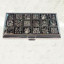해외바이어 선물 자개 명함 케이스 카드지갑 한국전통 나전칠기 사군자수복문