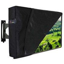 야외 TV 커버 76.2cm81.3cm(30인치32인치) 범용 방수 방진 무료 플라스틱 전면 플랩 바닥 긁힘 방지 내부 프로텍터 LCD LED 플라즈마 텔레비전 리모컨 포켓, Black_60 -65
