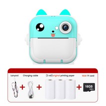 영수증사진기 학생용 출력 프린터기 휴대용 미니 즉석 2.4인치, 6.Blue with 32G SD