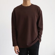 더베이직샵 기모 소프트터치 크루넥 세미오버 특양면 무지 긴팔 라운드 티셔츠
