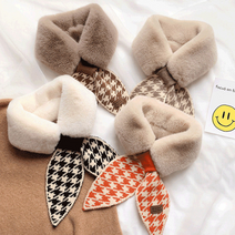 체크 에코퍼 머플러 하운드투스체크 겨울 목도리 밍크 머플러 극세사 머플러 부드러운 목도리