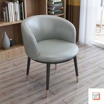 의자 예쁜의자 편한의자 식사 커블체어 다이닝체어 카페의자, 연회색 가죽 공예