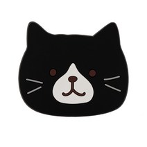 귀여운 고양이 티코스터 컵받침대 5종, 고양이 컵받침대 1P 까망이