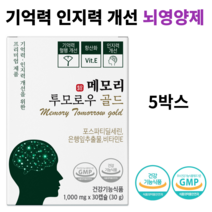 기억력 인지력개선을 위한 뇌건강 영양제 메모리 투모로우 골드 리뉴얼제품 이시형박사 포스파티딜세린 최대함량 은행잎 추출잎, 5박스, 5박스