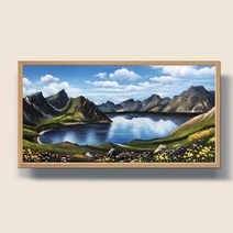 [워너비아트] 백두산 천지그림 돈들어오는그림 물그림 풍수액자20호, 상세 설명 참조