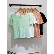 [무배 여름신상] 퀸스 베이직핏 스퀘어넥 트임 반팔 티셔츠(5color)