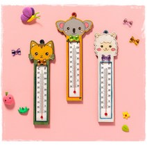 민화샵 아날로그 벽걸이 온도계 만들기 자석포함 동물 모양 온도계 만들기세트 종이온도계 나무온도계, 동물온도계-알파카