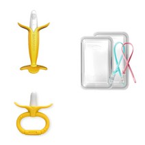 앙쥬치발기2종세트-바나나+바나링(실리콘집게2P+케이스2P), 혼합색상