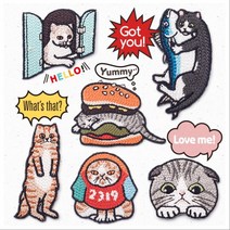 셀레비티 고양이 캐릭터 빅사이즈 와펜 패치 자수 옷꾸미기, NO.4, 1개