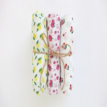 DTP 딸기 체리 레몬 무형광 이중 거즈 원단 패브릭