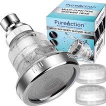 PureAction 연수제 샤워 헤드 필터 경질 물 염소 및 불소 필터링 된 고압 비 2 개의 교체 가능한 건조한 피부 모발로서 최고의, 단일모델명/품번