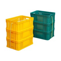 [공룡플라스틱]플라스틱 운반상자6호 3개 묶음, 운반6호 3개(노랑(신재))