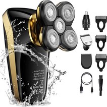전기 면도기 Bald Shaver ATEEN Mens Wet & Dry Electric Razor Rechargeable Cordless 5 in 1 Groom, 02 Gold