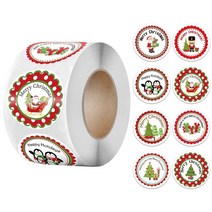 라벨기 귀여운 프린팅 라벨 미니 100-500pcs 6 디자인 1 Inch 크리스마스 테마 인감 레이블 스티커 DIY 선물 베이킹 패키지 봉투 편지지 장식, 22 QY706-100pcs
