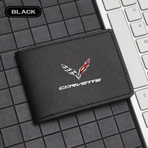 Two-in-one 정품 가죽 신용 카드 케이스 자동차 운전 면허증 커버 동전 지갑 Corvette C1 C2 C3 C4 C5 C5 C6 C7 C6-R C8, Black