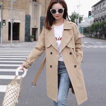 새로운 가을 여성 카키 트렌치 코트 Streetwear 더블 브레스트 윈드 브레이커 루스핏 숙 녀 Outwear | 트렌치 | -