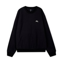 스투시 남성 스톡로고 블랙 맨투맨 118480E BLACK