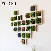 벽면녹화 플랜트월 수직정원 벽걸이화분 yo cho 인공 꽃 즙이 많은 식물 프레임 3d 이동식 무해한 벽 아트 프레임 거실 웨딩 파티 홈 장식 식물, 29a