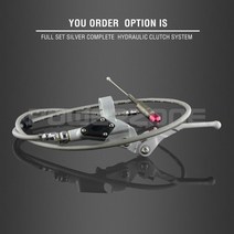 유압리프트 Powerzone 유압 클러치 1200mm 레버 마스터 실린더 125-250cc 수직 엔진 오프로드 바이크 오토, 03 Silver Hydraulic Kit