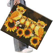 FASEN 보석십자수 캔버스 DIY액자세트 40 x 50cm, FSE73.부엉이와 해바라기