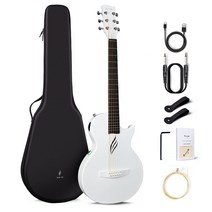 Enya Nova Go SP1 어쿠스틱 丨 일렉트릭 기타 · 카본 일체 성형 미니 기타 AcousticPlus 픽업 첨부 기타 케이스와 기타 양쪽의 스트랩 부속(화이트 White)