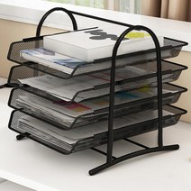 오피스 책상 문서정리용 파일 보관 정리함 / 용지정리함 서류함 책상정리 물품보관함, 블랙 4단