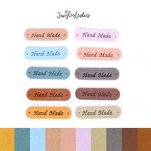[정글스튜디오] 스웨이드 핸드메이드 라벨 택 가로형 handmade, 6.더스티핑크(3개)