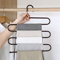 좁은옷장 공간활용 넥타이 벨트 정리 철제 5단바지걸이 행거 거는법 옷걸이 정장, 블랙