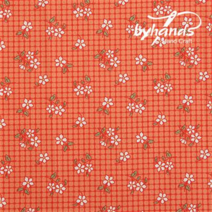 바이핸즈 꽃무늬 패치워크 패브릭 피드색 퀼트 프린트원단 - 1/2yd 대폭 4종, 16.체크플라워-오렌지