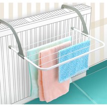 발코니 베란다 난간 걸이용 빨래건조대 수건건조대, 핑크