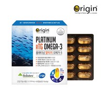오리진 플래티넘 알티지 rTG 오메가3 60캡슐 초임계 고함량EPA+DHA1200 비타민E 캐나다 혈행영양제 엔초비 멸치 순도높고깨끗한 중금속NO 안전성 IFOS 최고등급 무부형제, 1,310mg