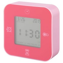 이케아 클로키스 다기능 디지털 타이머 알람 시계 온도계, 4. 핑크