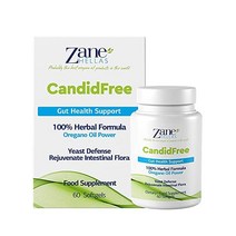 Zane Hellas Canddfree Softgels 오레가노 오일 파워 칸디다 지원 장 건강 식물상 100% 식물성 솔루션 60 캡슐
