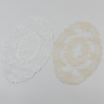 [신박한 잡화] 레이스 타원 27cm x 18cm 테이블매트 화이트 아이보리, 타원 27cm x 18cm 아이보리