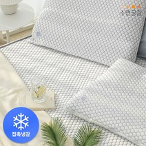 수면공감 에어캡슐 냉감 아이스세트(베개커버+냉감패드), 쿨링패드 Q, 성인 에어캡슐 베개커버