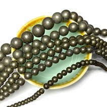 AAA 천연 황철석 라운드 스톤 비즈 쥬얼리 만들기 DIY 팔찌 목걸이 4mm 6mm 8mm 10mm 12mm 15.53939, [04] 10mm about 36pcs