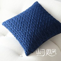 북유럽 앙리마티스 원형 니트 가을 겨울 블루벨벳 거실 쇼파 쿠션 커버, 네이비 꽈배기