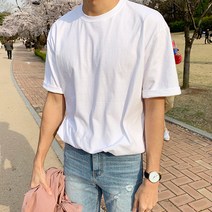 20수 무지 이너 오버핏 레이어드 남자 반팔티
