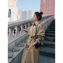 여자 더블코트 영국 스타일 윈드 브레이커 여성용 중간 길이 2020 새로운 코트 가을 디자인 감각 브랜드 드레이프 코트