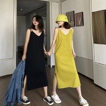 산타야몰 니트 소재 뷔스티에 롱 원피스